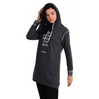 Antrasit Uzun Kapüşonlu Sweatshirt G1014