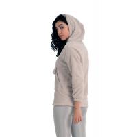 bej kapüşonlu pelüş sweatshirt G1001-3