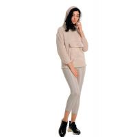 bej kapüşonlu pelüş sweatshirt G1001-3