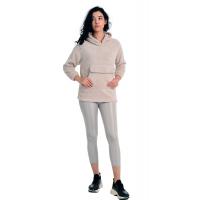 bej kapüşonlu pelüş sweatshirt G1001-3