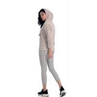 bej kapüşonlu pelüş sweatshirt G1001-3