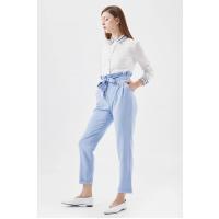 Beli Fır Fır Detaylı Buz Mavi Pantolon G1127