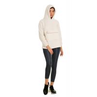 beyaz Kanguru Cepli Pelüş Sweatshirt G1001-1