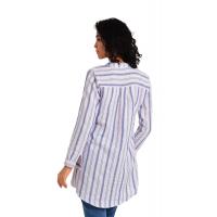 Fırfırlı Mavi Çizgili Tunik Gömlek G1009-2