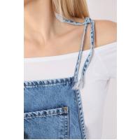 Mavi İp Askılı Denim Bahçıvan Tulum G1180