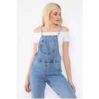 Mavi İp Askılı Denim Bahçıvan Tulum G1180