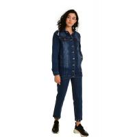 Mavi Kapüşonlu Jean Ceket      G1042-1