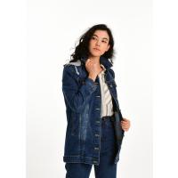 Mavi Kapüşonlu Jean Ceket      G1042-1