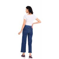 Mavi mom kuşaklı pileli kot G1067