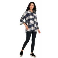 Oversize  Mavi  Ekoseli Oduncu Gömlek  G1022-2
