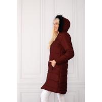 Şişme Kapüşonlu Bordo Uzun Mont G1086-1