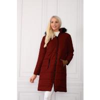 Şişme Kapüşonlu Bordo Uzun Mont G1086-1
