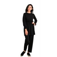 Siyah Büzgülü Pantolonlu Tunik Takım G1082-3