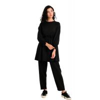Siyah Büzgülü Pantolonlu Tunik Takım G1082-3