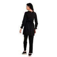 Siyah Büzgülü Pantolonlu Tunik Takım G1082-3