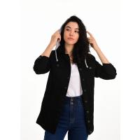Siyah Kapüşonlu Kot Ceket G1042-2