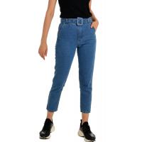 Yüksek Bel Kemerli Mavi Jeans Pantolon G1057-1