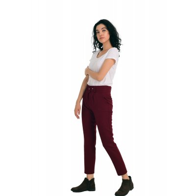 Bordo Yüksek Bel Kışlık Pantolon G1043-3
