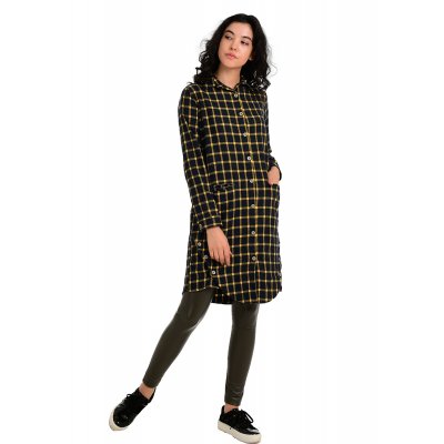 Ekoseli  Tesettür Uzun Tunik Gömlek G1049