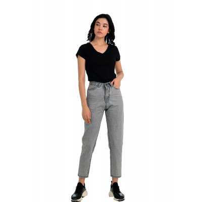 Gri yüksek bel kot pantolon G1068