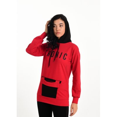 Kırmızı Kapüşonlu Sweatshirt G1020-1