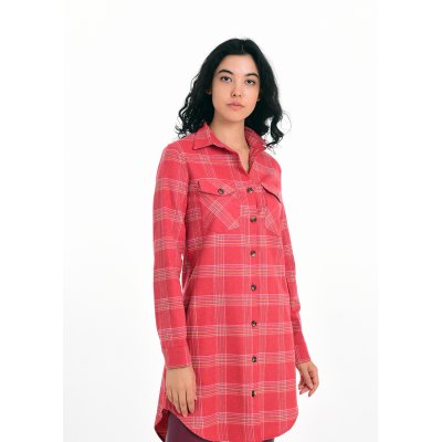 Kırmızı Kareli Uzun Tunik Gömlek G1048
