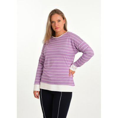 Regular Lila Çizgili  Sweatshirt G1034-3