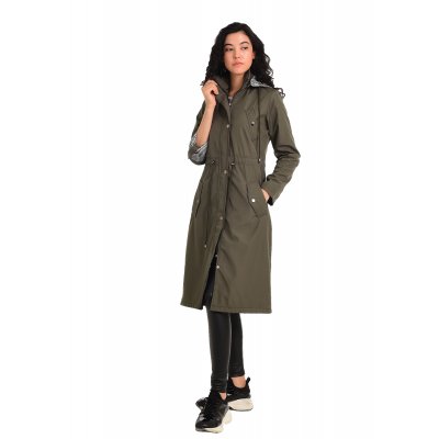 Yeşil Renk Dökümlü trençkot G1046-3